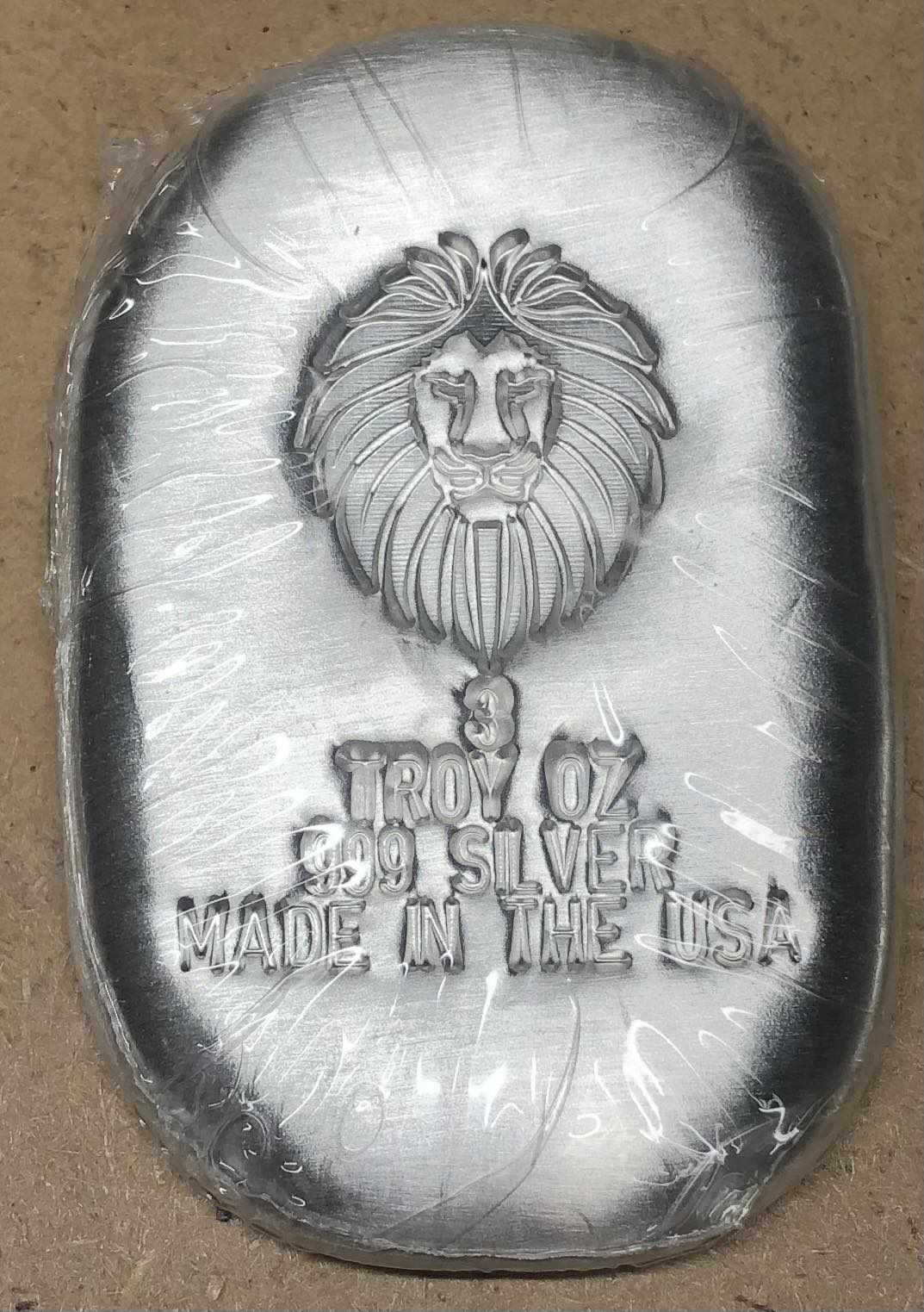 3 Oz Kzoo Bullion Lion Cast Silver Bar 999 | Kzoo Bullion