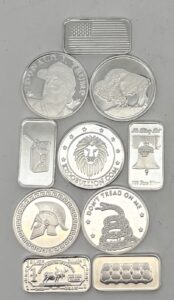 1 gram 999 Pure Silver Bar or Round of Various Designs