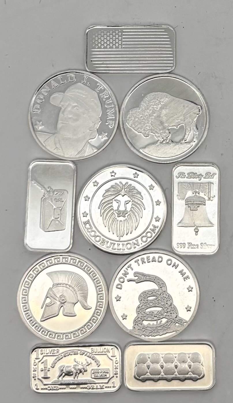 1 Gram 999 Pure Silver Bar Or Round Of Various Designs | Kzoo Bullion