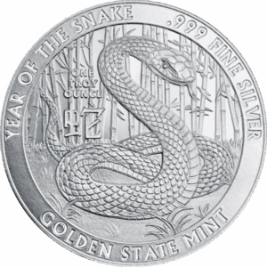 1 OZ SILVER ROUND YEAR OF THE SNAKE GOLDEN STATE MINT