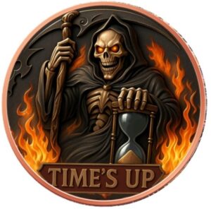 5 oz Grim Reaper Colorized Copper Round in Capsule