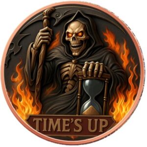 5 oz Grim Reaper Colorized Copper Round in Capsule