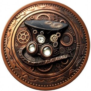 5 oz Steampunk Visions Colorized Copper Round in Capsule