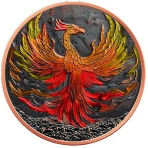 5 oz Phoenix Rising Colorized Copper Round in Capsule