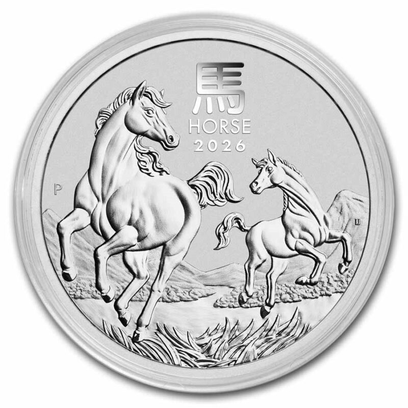 2026 2 oz Silver Horse Coin Front