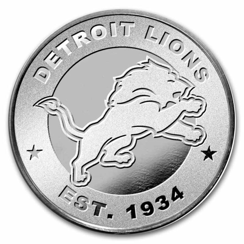 Detroit Lions 1 oz Silver Round front