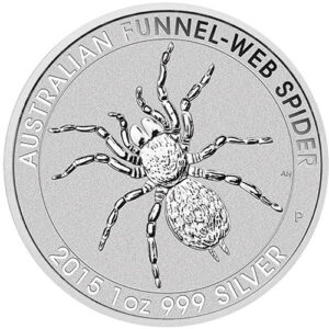 2015 1 OZ AUSTRALIAN SILVER FUNNEL-WEB SPIDER COIN/SECONDARY CONDITION